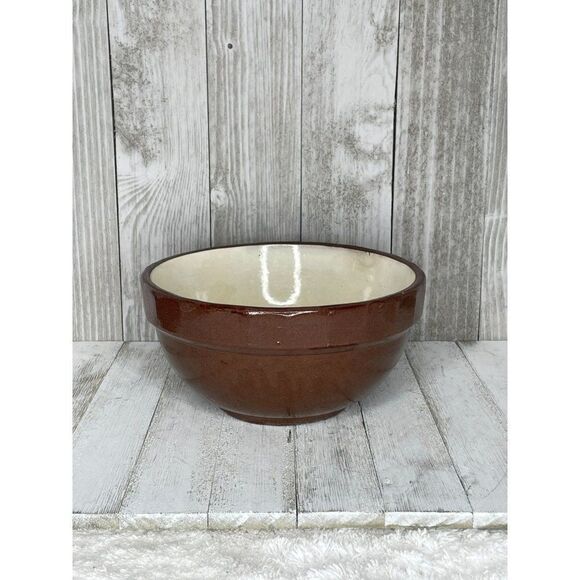 Antique Primitive Redware Glazed Pottery Bowl - Picture 1 of 4